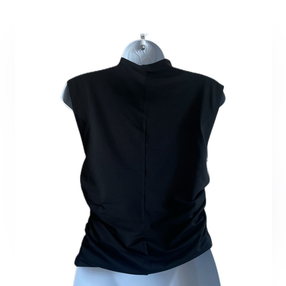 Jason Wu Black Mock Neck Sleeveless Top with Side Ruching - Picture 9 of 9
